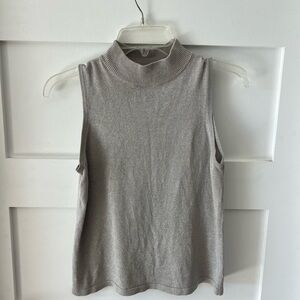 Sleeveless Mock Neck Tank Top - Shimmery Taupe